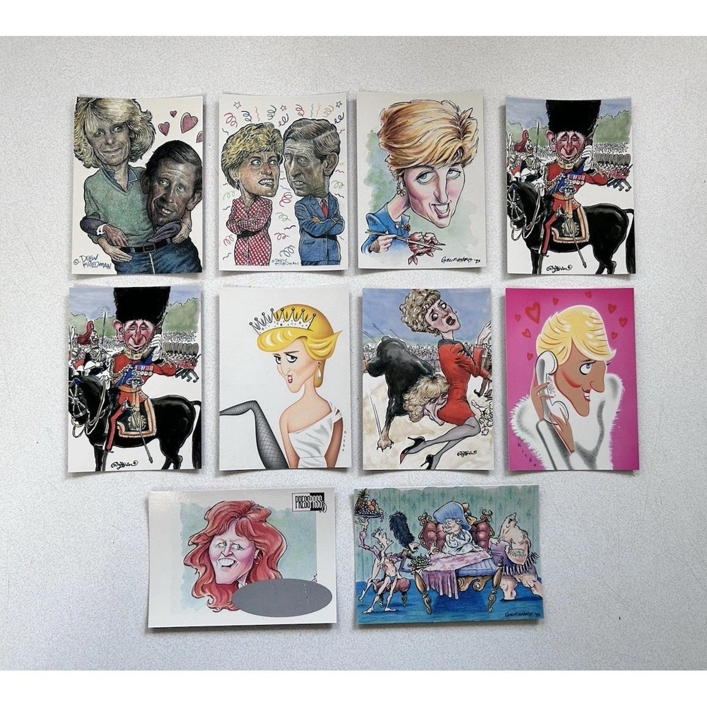 1993 Press Pass Royal Family Princess Diana Character Caricature Cartoon Cards
